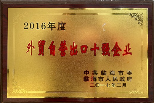 2016年度外貿(mào)自營出口十強企業(yè)